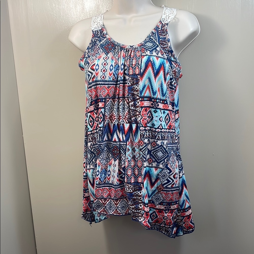Colorful Geometric Print Sleeveless Top size‎ M